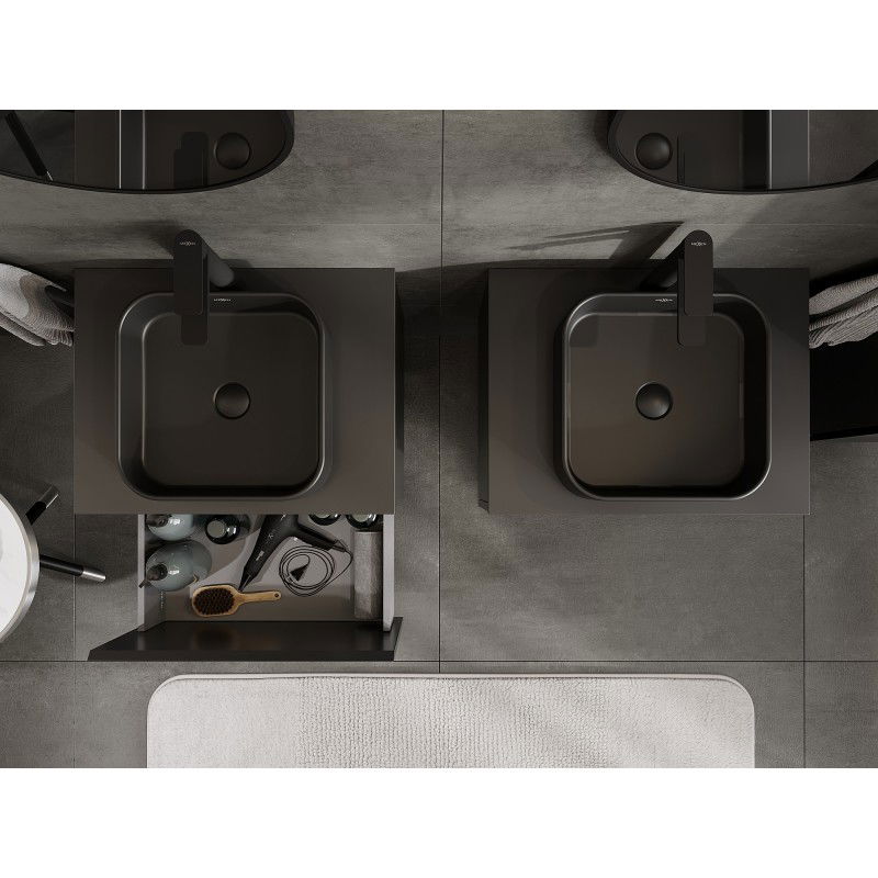 Mexen Orio dulap pentru baie sub lavoar 60 cm cu blat, 1 sertar, negru mat - 91A10-06047-1-BFC71