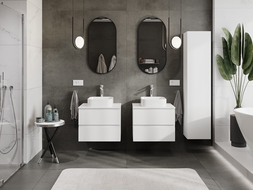 Mexen Orio fürdőszobai szekrény mosdó alá, 60 cm, munkalappal, 2 fiókos, matt fehér - 91A10-06047-2-BFFC01