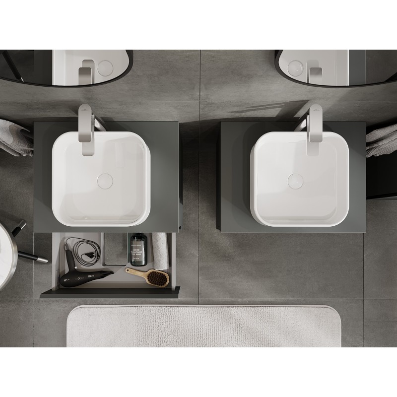 Mexen Orio dulap baie pentru chiuvetă 60 cm cu blat, 2 sertare, grafit mat - 91A10-06047-2-BFFC66