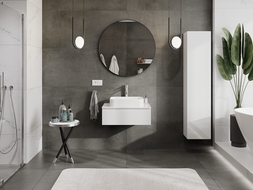 Mexen Orio 70 cm-es fürdőszobaszekrény mosdó alá, lappal, 1 fiók, fényes fehér - 91A10-07023-1-BFC00