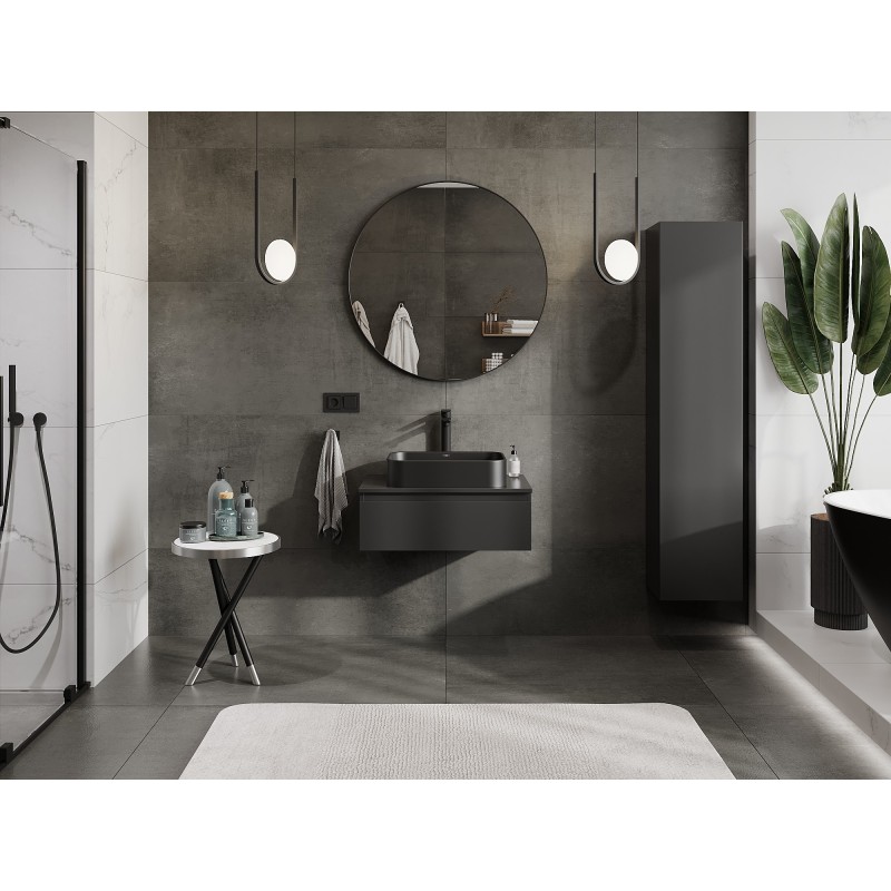 Mexen Orio fürdőszobai szekrény mosdó alá, 70 cm, countertop, 1 fiók, fekete matt - 91A10-07023-1-BFC71