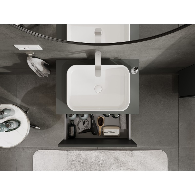 Mexen Orio fürdőszobaszekrény mosdó alatti 70 cm munkalappal, 1 fiók, matt grafit - 91A10-07047-1-BFC66