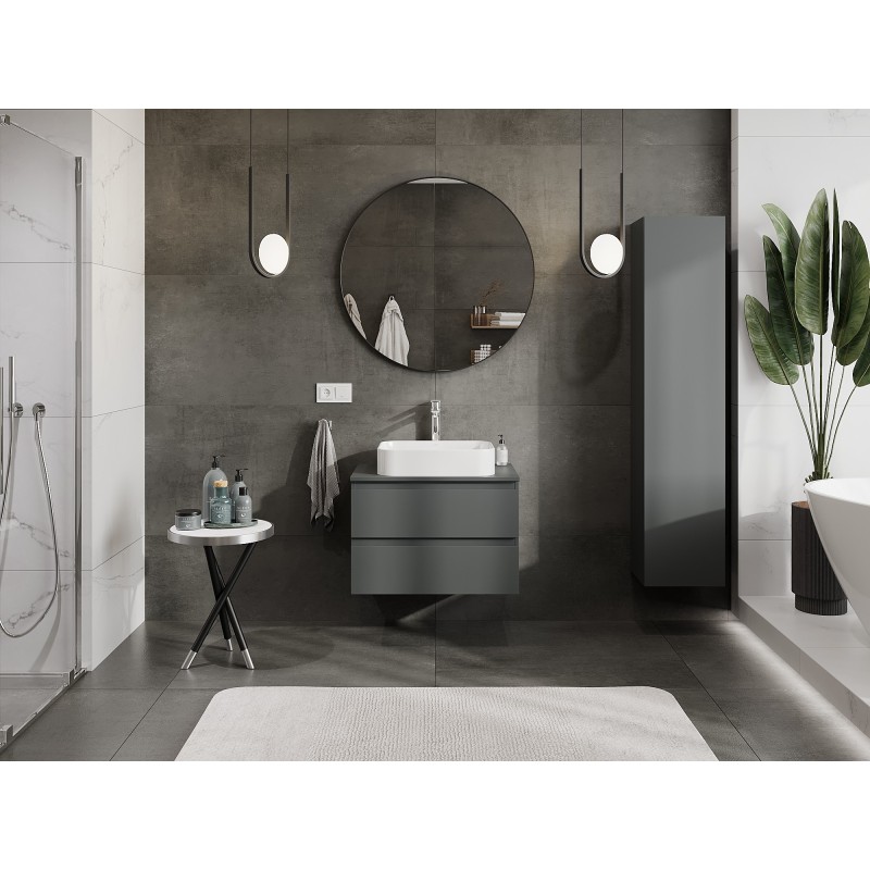 Mexen Orio dulap baie pentru lavoar 70 cm cu blat, 2 sertare, grafit mat - 91A10-07047-2-BFFC66