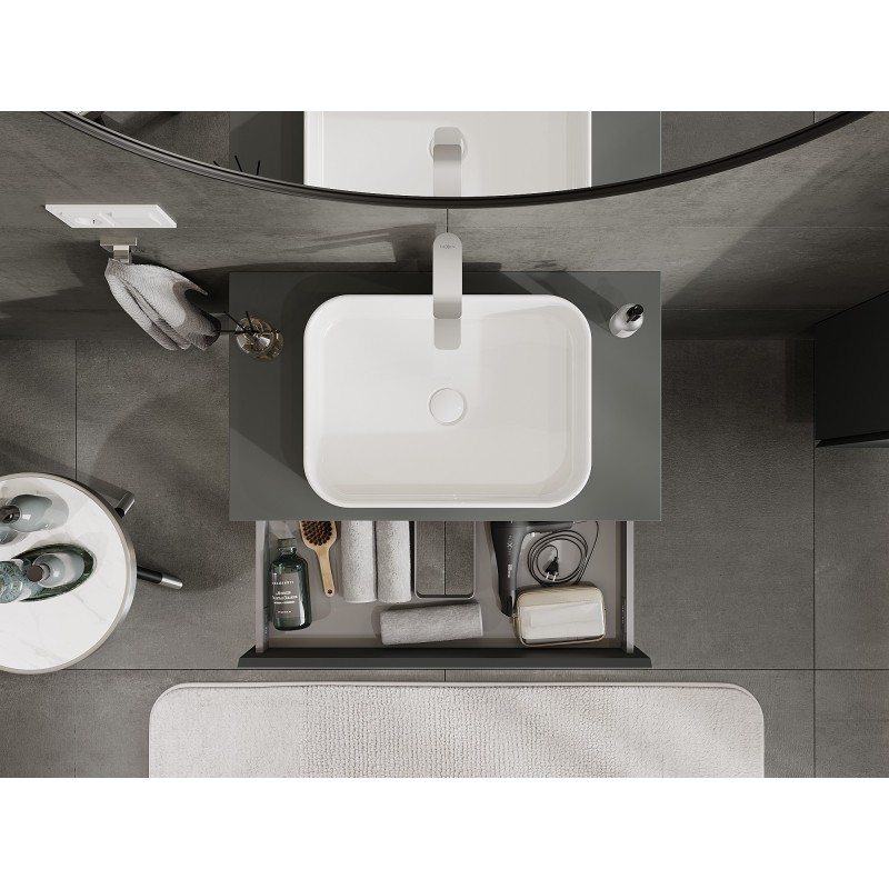 Mexen Orio fürdőszobai szekrény 80 cm-es mosdó alatti, 1 fiókos, matt grafit - 91A10-08023-1-BFC66