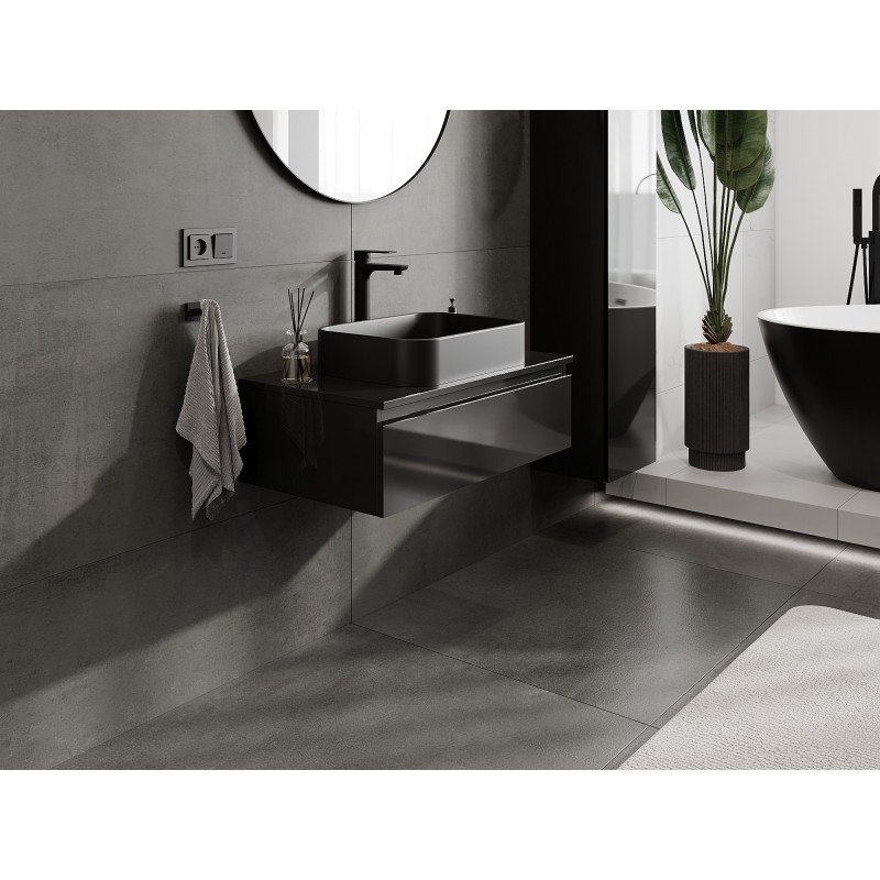 Mexen Orio dulap baie sub lavoar 80 cm cu blat, 1 sertar, negru lucios - 91A10-08023-1-BFC70