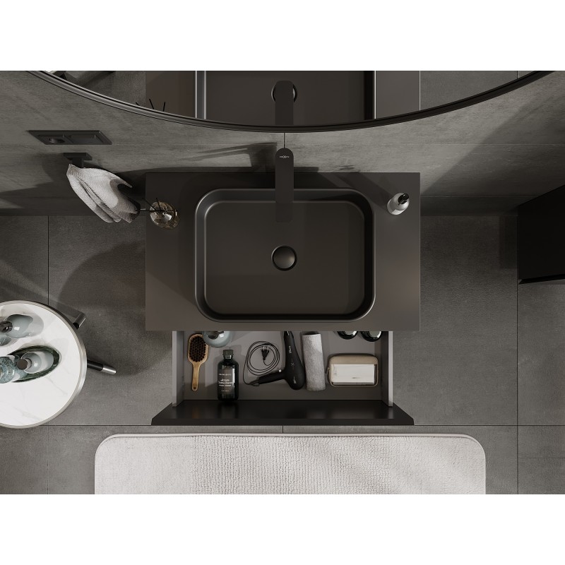 Mexen Orio dulap de baie sub chiuvetă 80 cm cu blat, 1 sertar, negru mat - 91A10-08047-1-BFC71