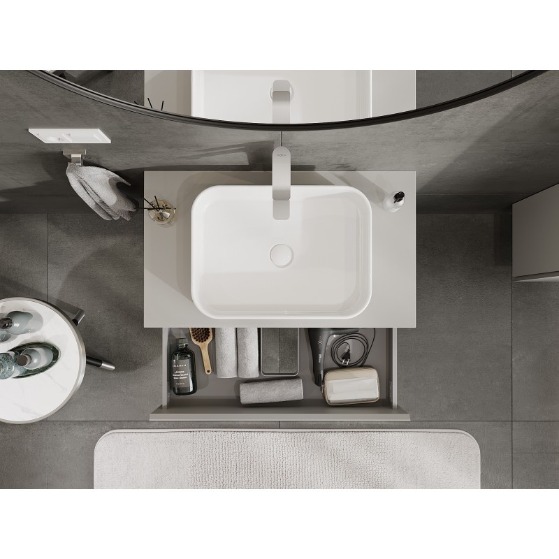 Mexen Orio fürdőszobai szekrény mosdó alá 80 cm, asztallappal, 2 fiók, szürke matt - 91A10-08047-2-BFFC62