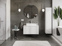 Mexen Orio fürdőszobai szekrény mosdó alá 90 cm-es pulttal, 1 fiók, fényes fehér - 91A10-09047-1-BFC00