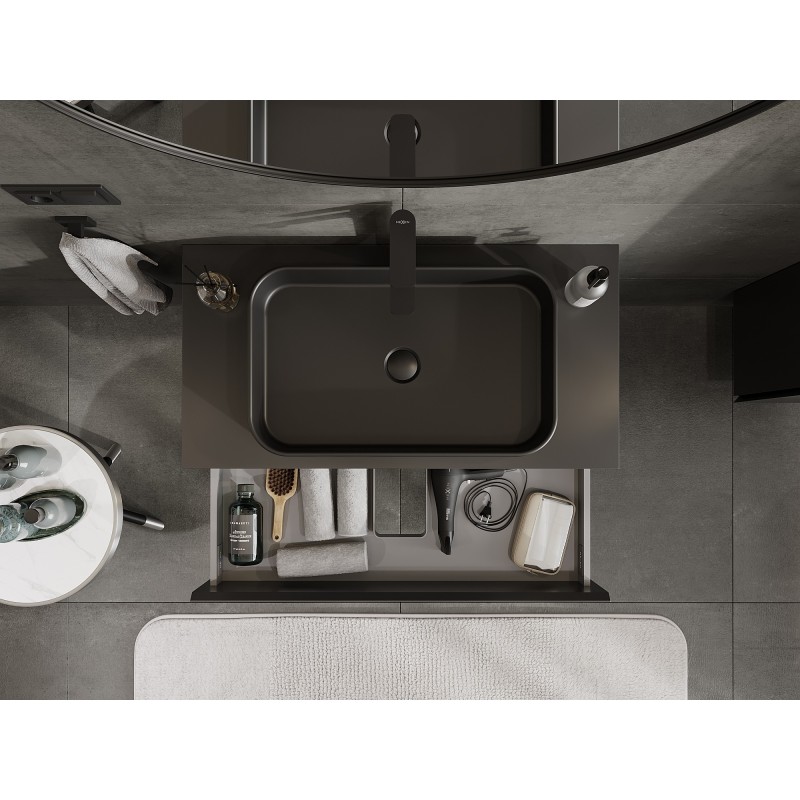 Mexen Orio dulap baie sub lavoar 90 cm cu blat, 2 sertare, negru mat - 91A10-09047-2-BFFC71