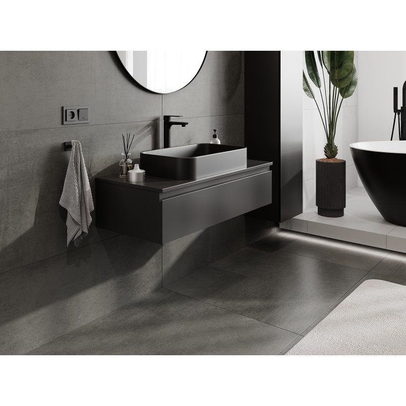 Mexen Orio dulap baie sub chiuvetă 100 cm cu blat, 1 sertar, negru mat - 91A10-10023-1-BFC71