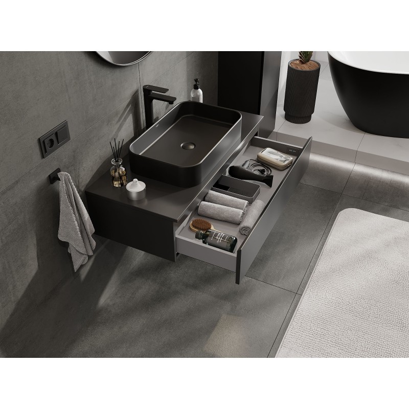 Mexen Orio dulap baie sub chiuvetă 100 cm cu blat, 1 sertar, negru mat - 91A10-10023-1-BFC71