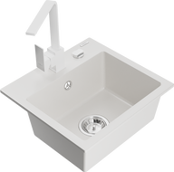 Mexen Milo gránit mosogatótálca 1 medencével és Rita konyhai csappal, fehér - 6505-20-670300-20