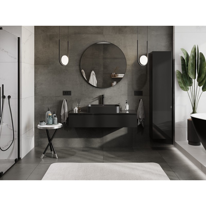 Mexen Orio dulap de baie sub chiuvetă 120 cm cu blat, 1 sertar, negru lucios - 91A10-12023-1-BFC70