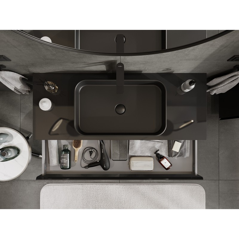 Mexen Orio dulap de baie sub chiuvetă 120 cm cu blat, 1 sertar, negru lucios - 91A10-12023-1-BFC70
