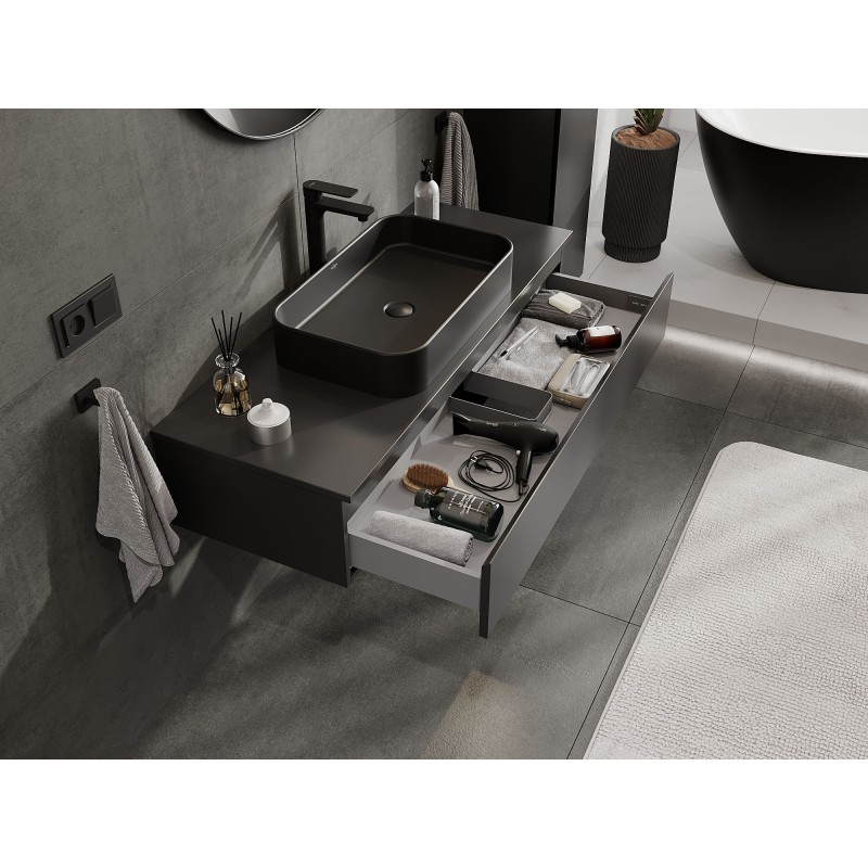 Mexen Orio dulap baie sub-lavoar 120 cm cu blat, 1 sertar, negru mat - 91A10-12023-1-BFC71