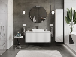 Mexen Orio dulap baie suspendat sub lavoar 120 cm cu blat, 1 sertar, alb lucios - 91A10-12047-1-BFC00