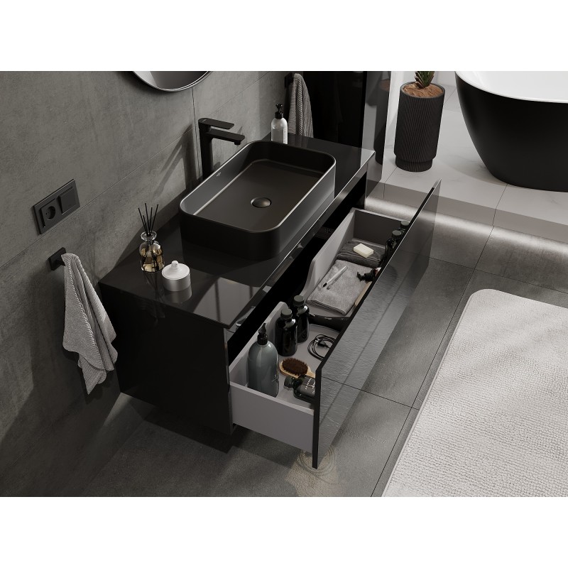 Mexen Orio dulap baie sub chiuvetă 120 cm cu blat, 1 sertar, negru lucios - 91A10-12047-1-BFC70