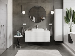 Mexen Orio fürdőszobai szekrény mosdó alá, 120 cm-es, munkalappal, 2 fiók, fehér matt - 91A10-12047-2-BFFC01