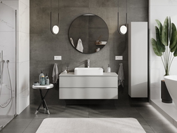 Mexen Orio 120 cm-es fürdőszobai mosdószekrény munkalappal, 2 fiók, szürke matt - 91A10-12047-2-BFFC62