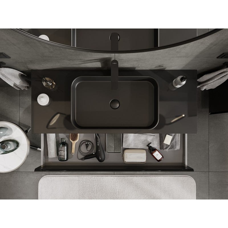 Mexen Orio dulap baie sub lavoar 120 cm cu blat, 2 sertare, negru lucios - 91A10-12047-2-BFFC70