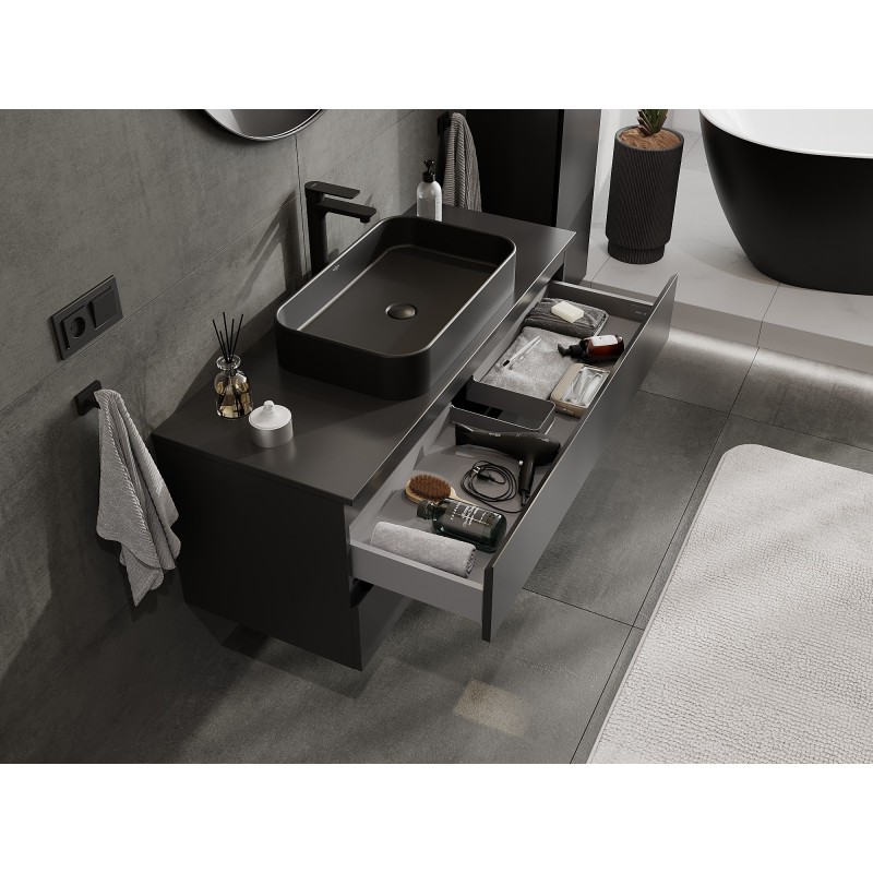 Mexen Orio dulap de baie pentru lavoar 120 cm cu blat, 2 sertare, negru mat - 91A10-12047-2-BFFC71