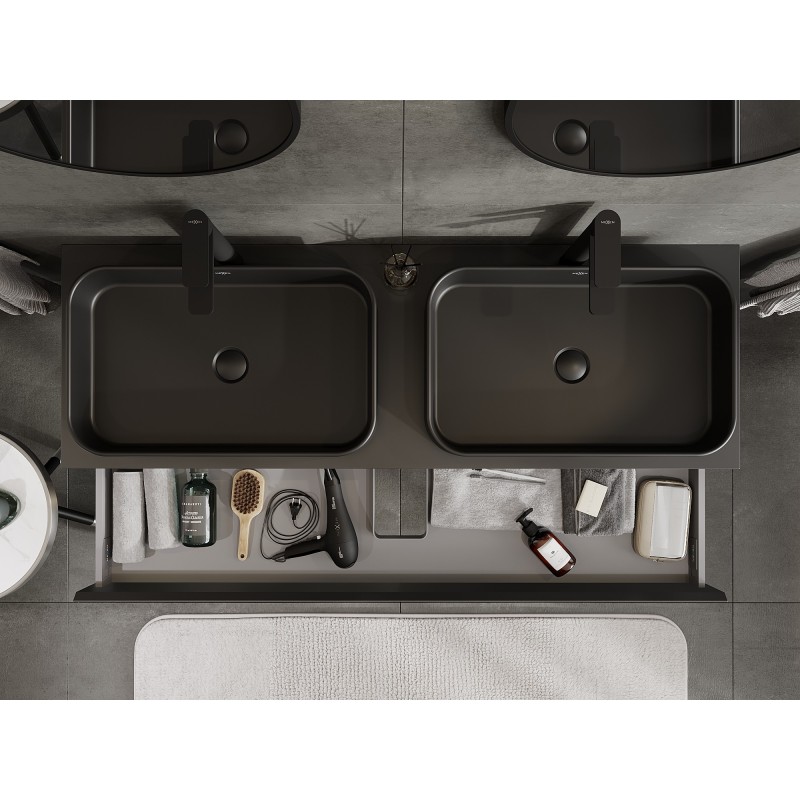 Mexen Orio dulap de baie sub lavoar 140 cm cu blat, 1 sertar, negru mat - 91A10-14023-1-BFC71