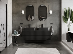 Mexen Orio dulap baie pentru chiuvetă 140 cm cu blat, 2 sertare, negru lucios - 91A10-14047-2-BFFC70