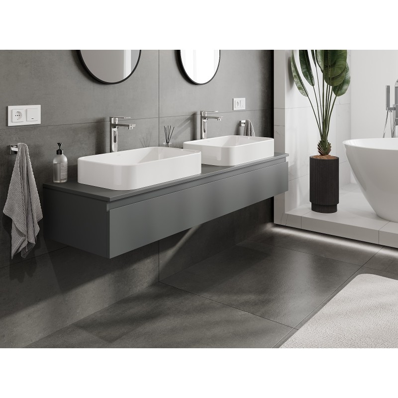 Mexen Orio dulap baie sub chiuvetă 160 cm cu blat, 1 sertar, grafit mat - 91A10-16023-1-BFC66