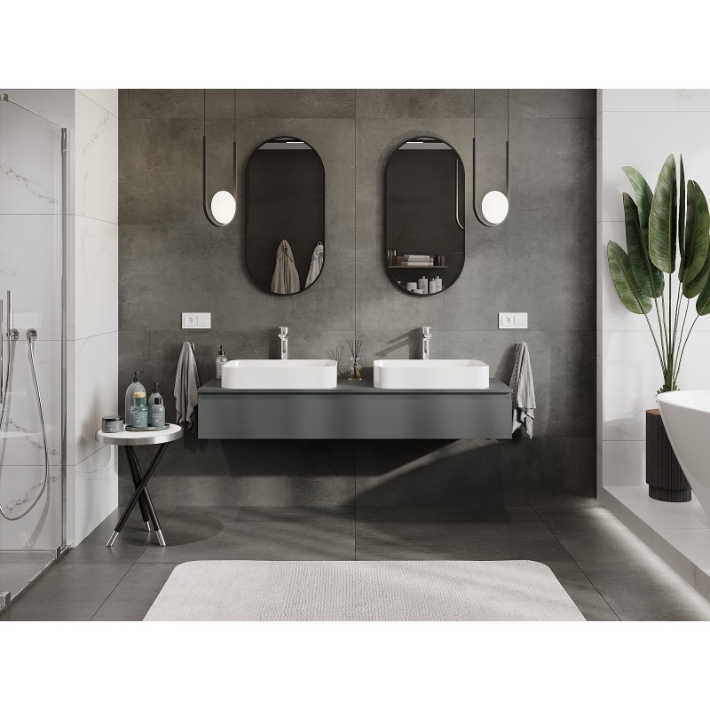 Mexen Orio dulap baie sub chiuvetă 160 cm cu blat, 1 sertar, grafit mat - 91A10-16023-1-BFC66