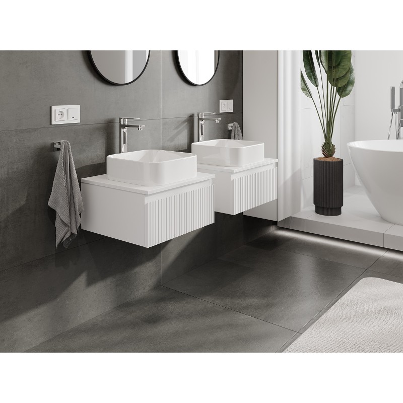 Mexen Rivel dulap baie sub chiuvetă 50 cm cu blat, 1 sertar, canelat, alb mat - 91A20-05023-1-BFC01