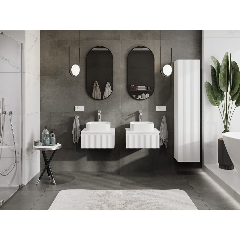 Mexen Rivel dulap baie sub chiuvetă 50 cm cu blat, 1 sertar, canelat, alb mat - 91A20-05023-1-BFC01