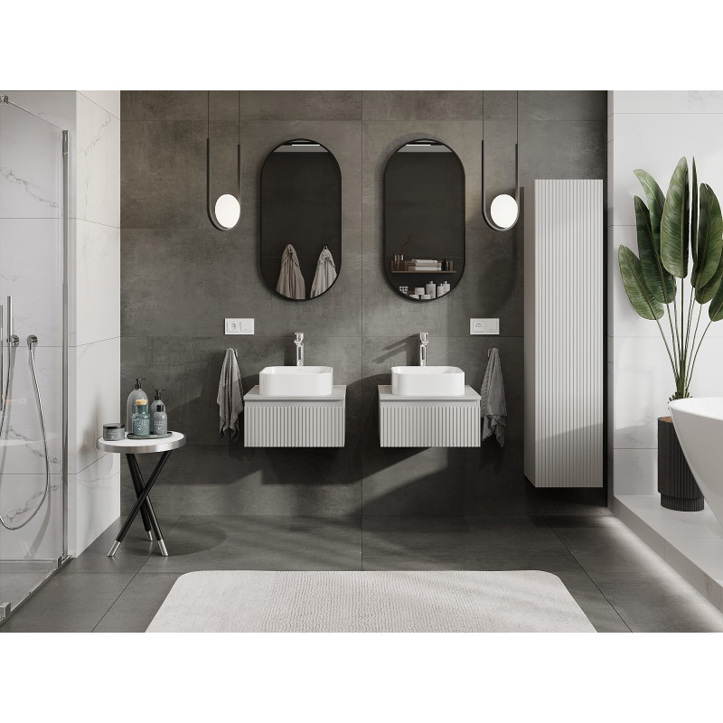 Mexen Rivel dulap baie sub lavoar 50 cm cu blat, 1 sertar, riflat, gri mat - 91A20-05023-1-BFC62