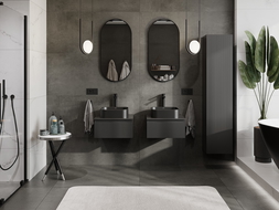 Mexen Rivel dulap baie sub chiuvetă 50 cm cu blat, 1 sertar, canelat, negru mat - 91A20-05023-1-BFC71