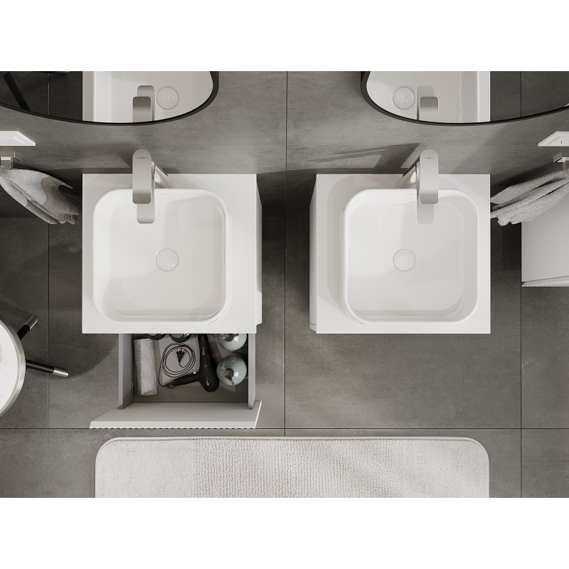 Mexen Rivel dulap baie sub chiuvetă 50 cm cu blat, 1 sertar, canelat, alb mat - 91A20-05047-1-BFC01