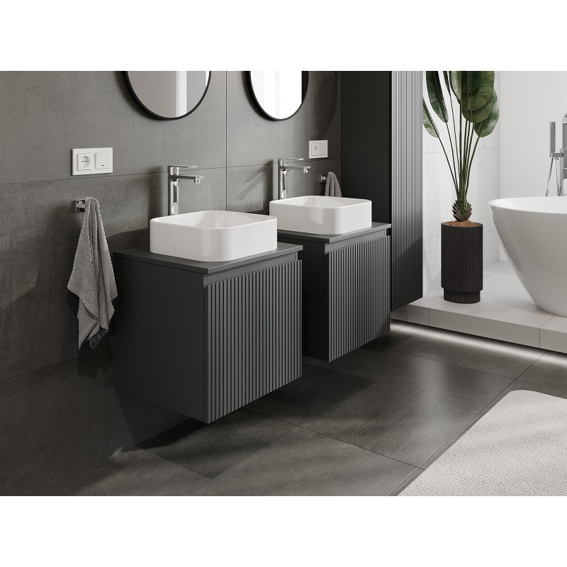 Mexen Rivel dulap baie de 50 cm cu blat, 1 sertar, cu caneluri, grafit mat - 91A20-05047-1-BFC66