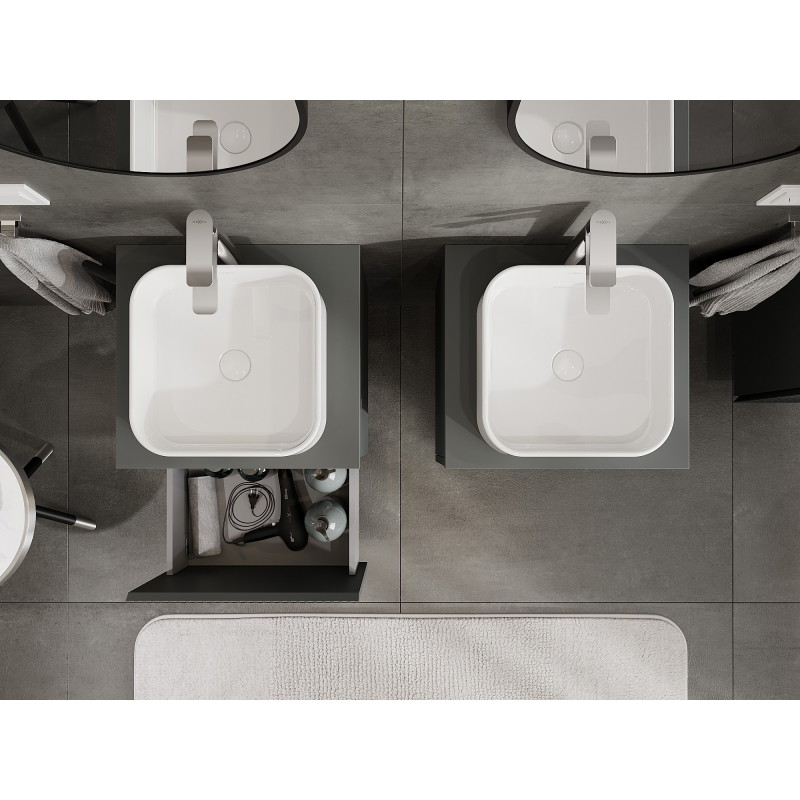 Mexen Rivel dulap baie de 50 cm cu blat, 1 sertar, cu caneluri, grafit mat - 91A20-05047-1-BFC66