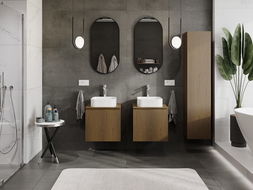 Mexen Rivel dulap baie sub lavoar 50 cm cu blat, 1 sertar, canelat, nuc - 91A20-05047-1-BFC86