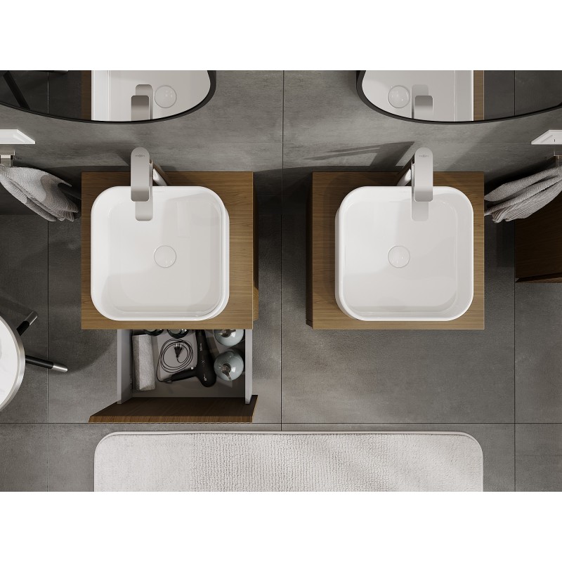 Mexen Rivel dulap baie sub lavoar 50 cm cu blat, 1 sertar, canelat, nuc - 91A20-05047-1-BFC86