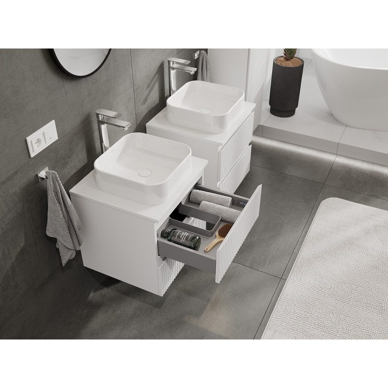 Mexen Rivel dulap baie de 50 cm cu blat, 2 sertare, canelat, alb mat - 91A20-05047-2-BFFC01