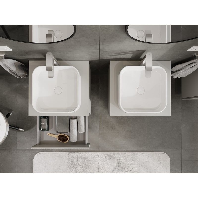 Mexen Rivel dulap baie sub chiuvetă 50 cm cu blat, 2 sertare, canelat, gri mat - 91A20-05047-2-BFFC62