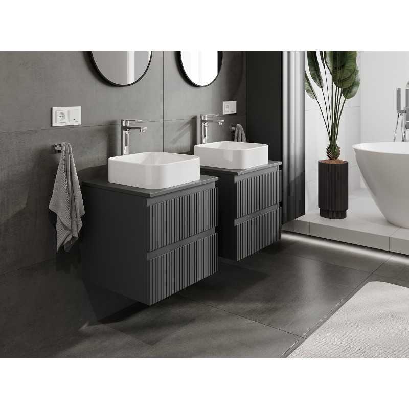 Mexen Rivel dulap baie pentru lavoar 50 cm cu blat, 2 sertare, cu striuri, grafit mat - 91A20-05047-2-BFFC66