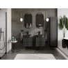 Mexen Rivel dulap baie cu blat pentru chiuvetă, 50 cm, 2 sertare, cu textură canelată, negru mat - 91A20-05047-2-BFFC71