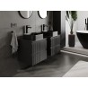 Mexen Rivel dulap baie cu blat pentru chiuvetă, 50 cm, 2 sertare, cu textură canelată, negru mat - 91A20-05047-2-BFFC71