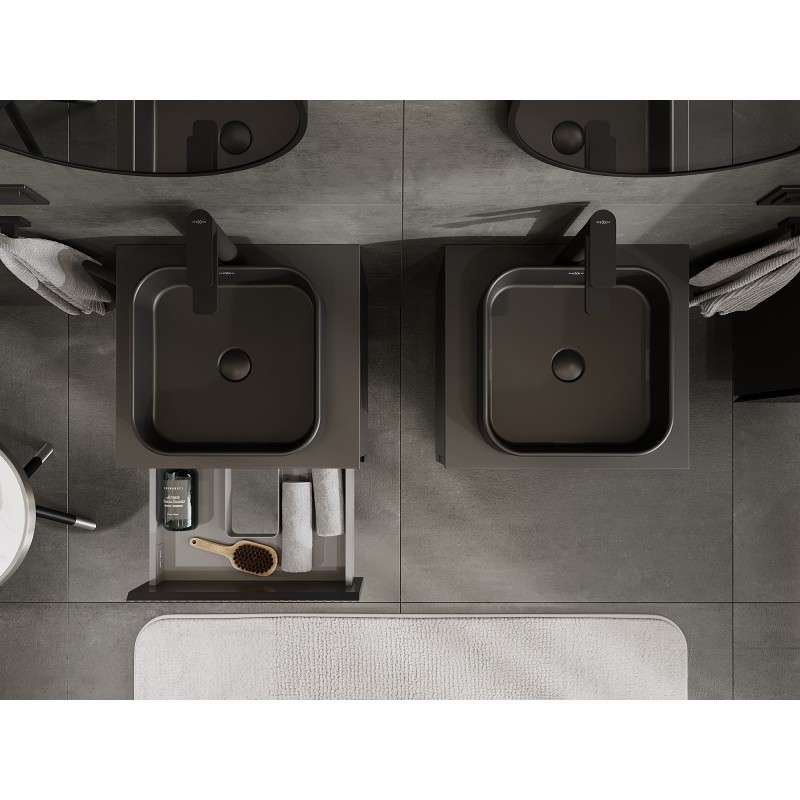 Mexen Rivel dulap baie sub chiuvetă 50 cm cu blat, 2 sertare, canelat, negru mat - 91A20-05047-2-BFFC71