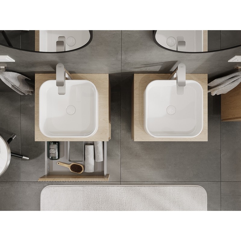 Mexen Rivel dulap baie sub chiuvetă 50 cm cu blat, 2 sertare, canelat, stejar - 91A20-05047-2-BFFC81