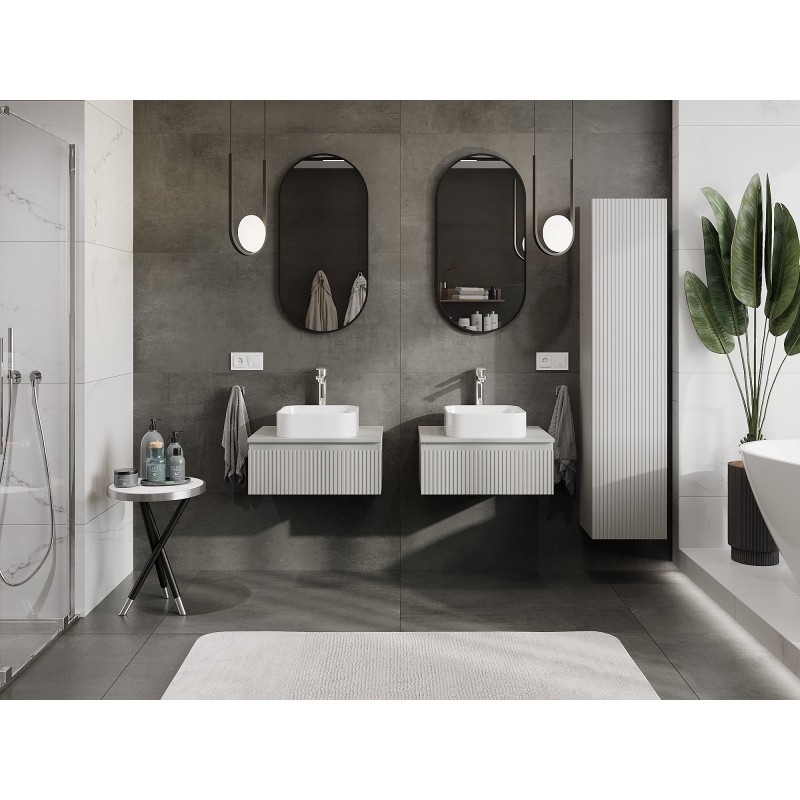 Mexen Rivel dulap baie sub chiuvetă 60 cm cu blat, 1 sertar, cu caneluri, gri mat - 91A20-06023-1-BFC62