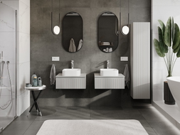 Mexen Rivel dulap baie sub chiuvetă 60 cm cu blat, 1 sertar, canelat, gri mat - 91A20-06023-1-BFC62