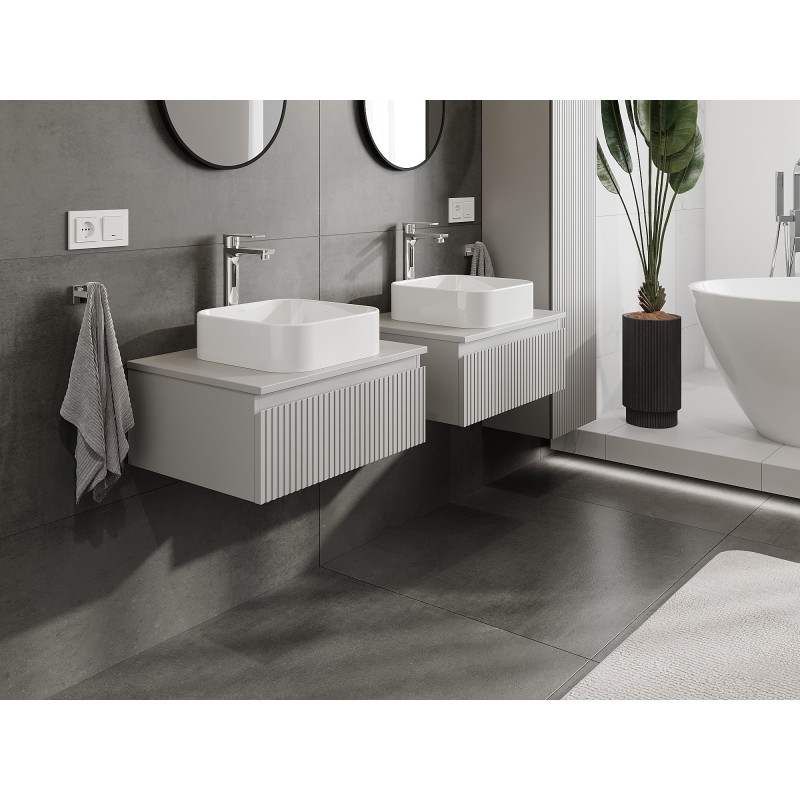Mexen Rivel dulap baie sub chiuvetă 60 cm cu blat, 1 sertar, canelat, gri mat - 91A20-06023-1-BFC62