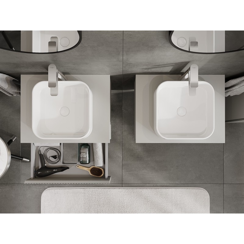 Mexen Rivel dulap baie sub chiuvetă 60 cm cu blat, 1 sertar, cu caneluri, gri mat - 91A20-06023-1-BFC62