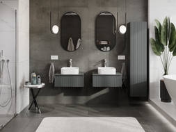 Mexen Rivel dulap baie sub chiuvetă 60 cm cu blat, 1 sertar, canelat, grafit mat - 91A20-06023-1-BFC66